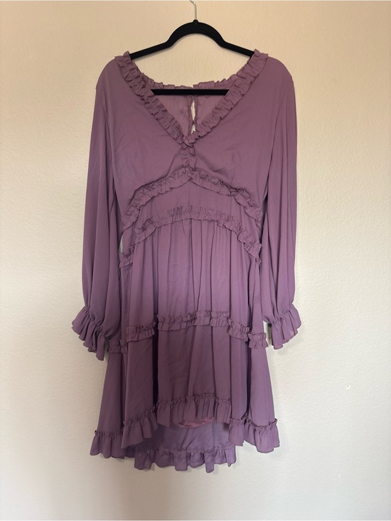 Dresses & Skirts - Womens Long Sleeve Ruffle Tiered Dress - Mauve